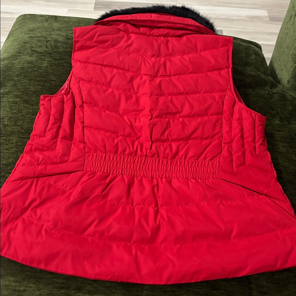 Talbots Red Quilted Removable Faux-Fur Collar Puffer Vest‎ Size XL NWOT - Picture 3 of 15